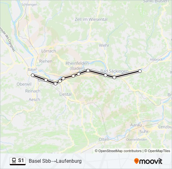 S1 train Line Map