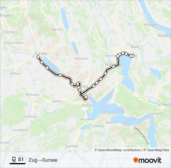 Plan de la ligne S1 de train