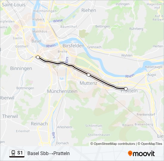 Plan de la ligne S1 de train