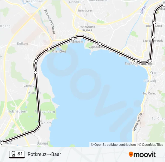 Plan de la ligne S1 de train