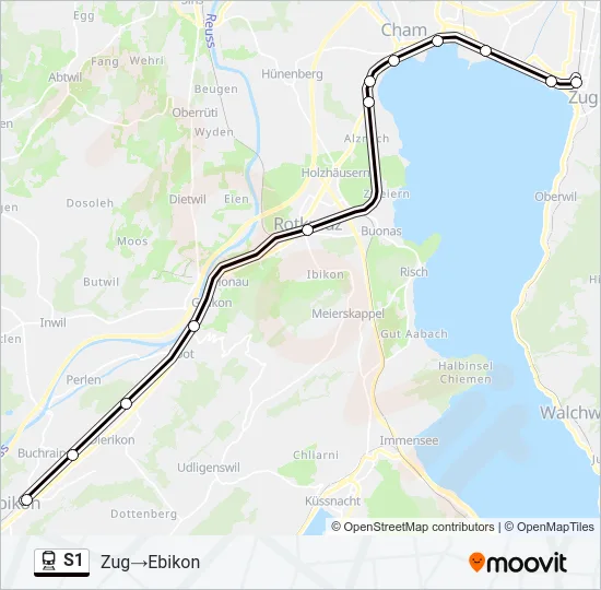 Plan de la ligne S1 de train