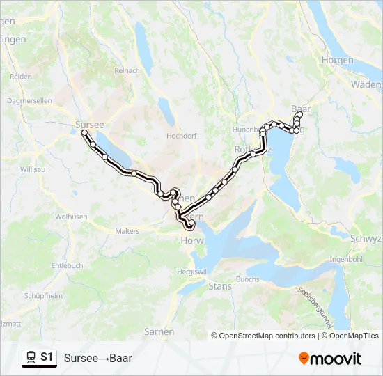 Plan de la ligne S1 de train