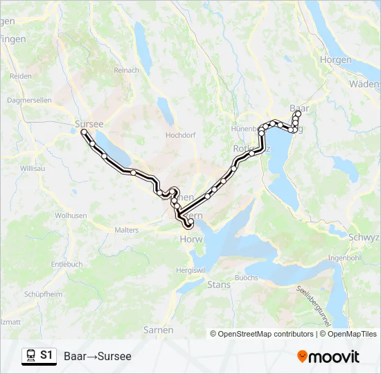 Plan de la ligne S1 de train