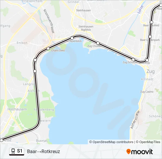 Plan de la ligne S1 de train