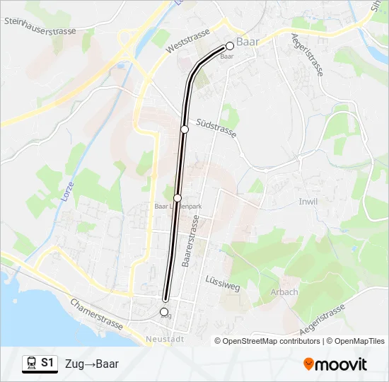 Plan de la ligne S1 de train