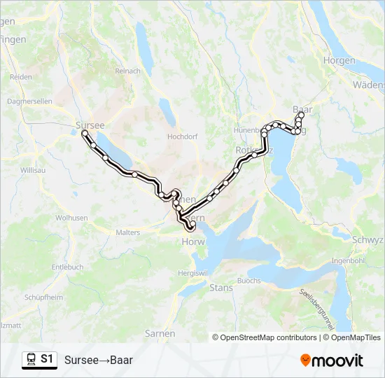 Plan de la ligne S1 de train