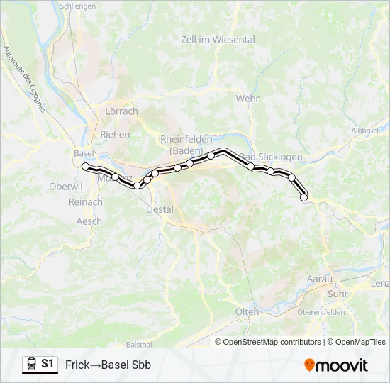 S1 Train Line Map