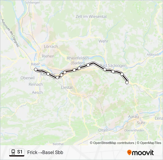 S1 Train Line Map