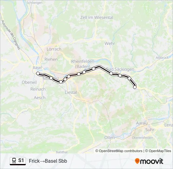 S1 Train Line Map