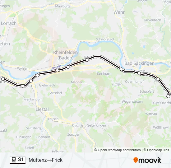 Plan de la ligne S1 de train