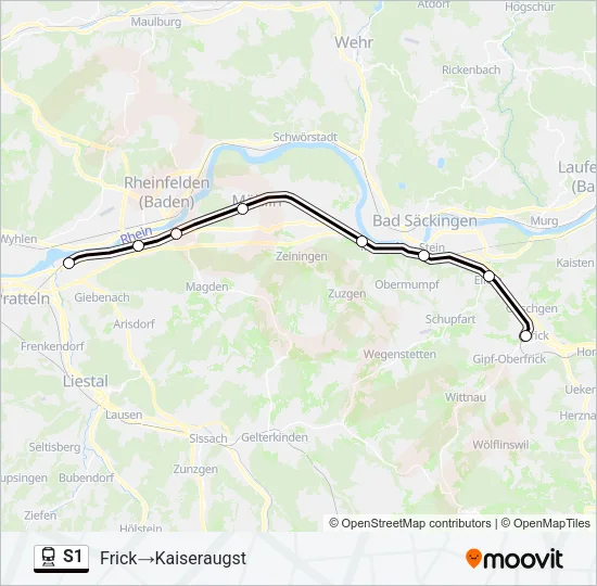 Plan de la ligne S1 de train