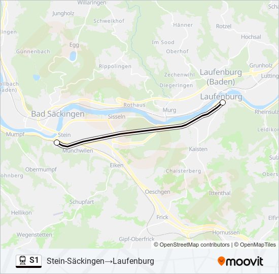 Plan de la ligne S1 de train