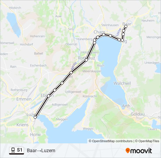 S1 train Line Map