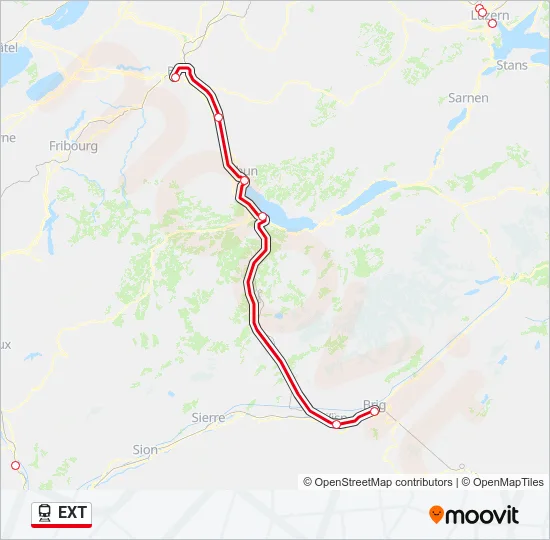Plan de la ligne EXT de train