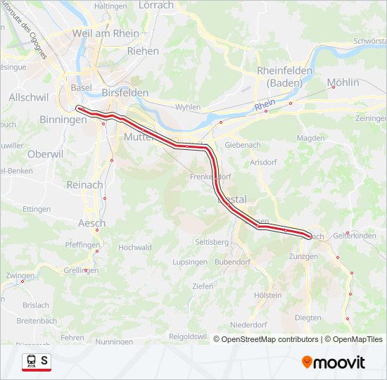 Plan de la ligne S de train