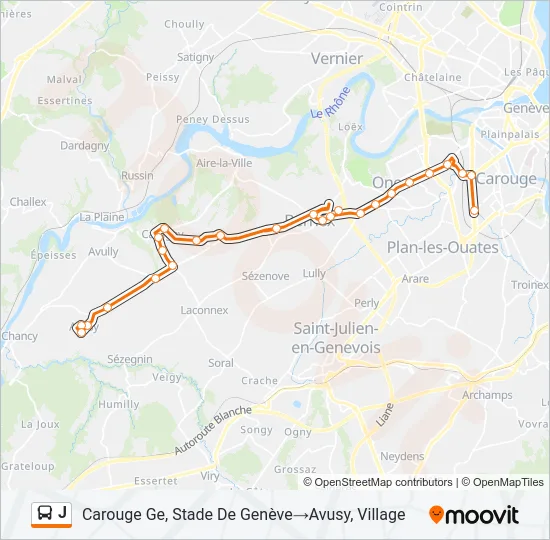 Plan de la ligne J de bus