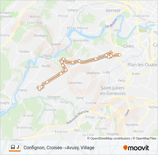 Plan de la ligne J de bus