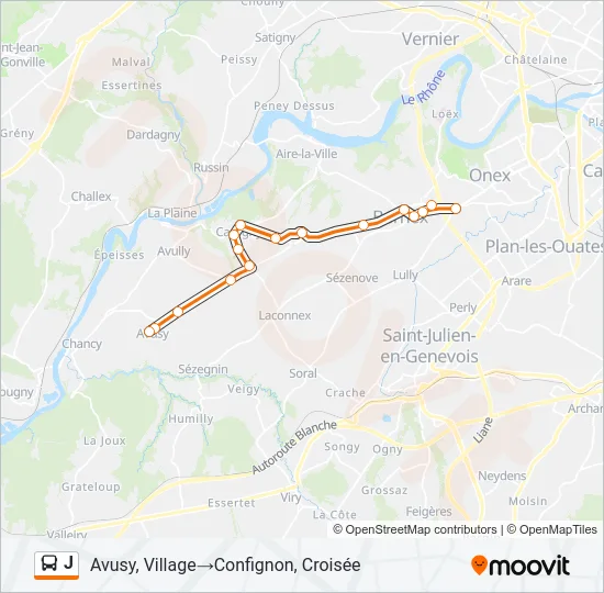 Plan de la ligne J de bus