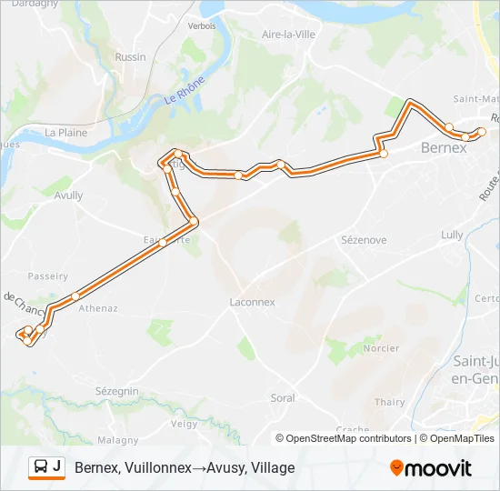 Plan de la ligne J de bus