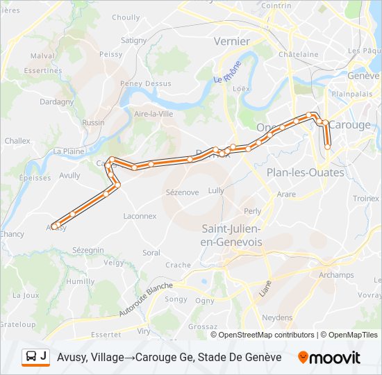 Plan de la ligne J de bus