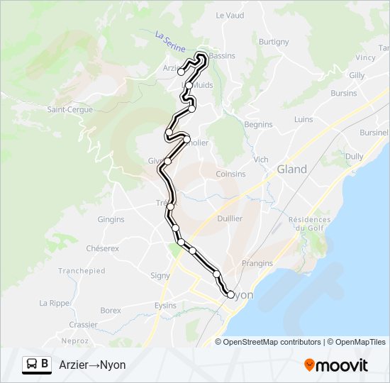 B Route: Schedules, Stops & Maps - Arzier‎→Nyon (Updated)