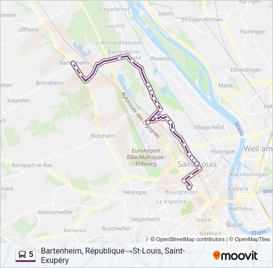 5 Bus Line Map