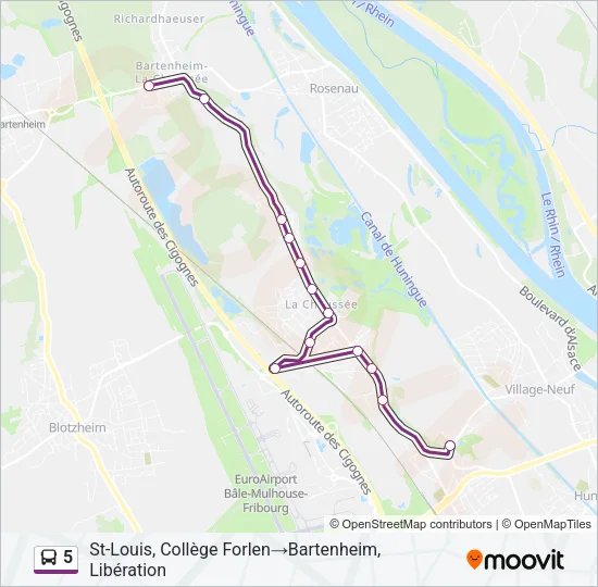 5 Bus Line Map