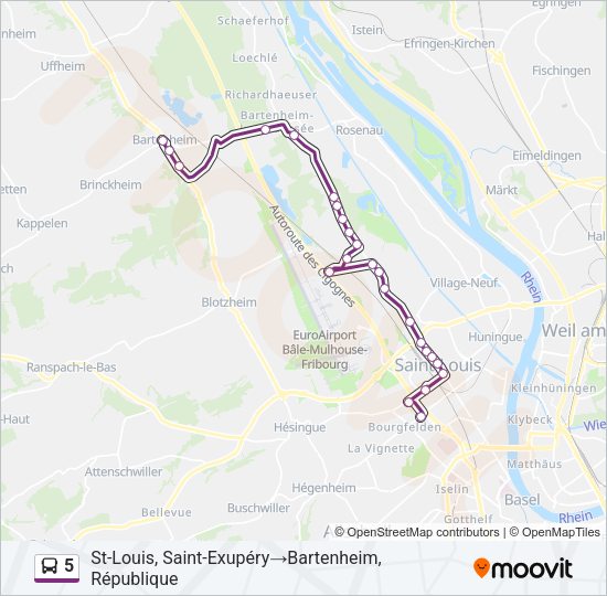 5 Bus Line Map