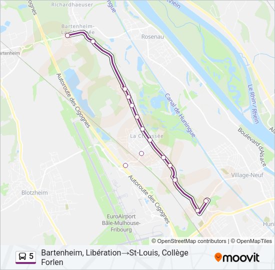 5 Bus Line Map