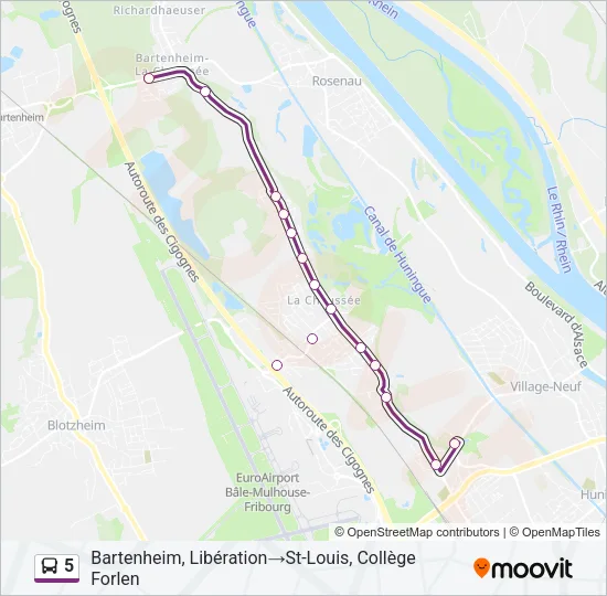 5 Bus Line Map