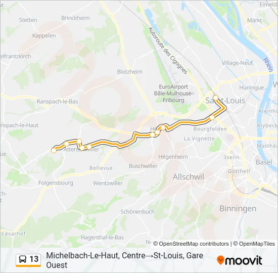 13 Bus Line Map