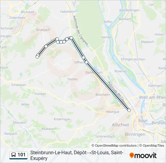 101 Bus Line Map