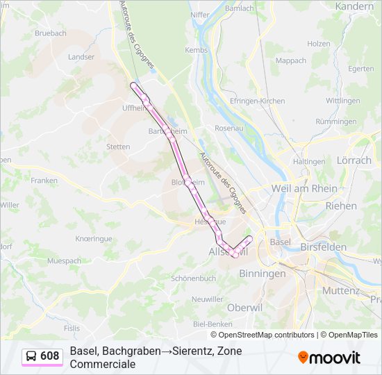 608 Bus Line Map