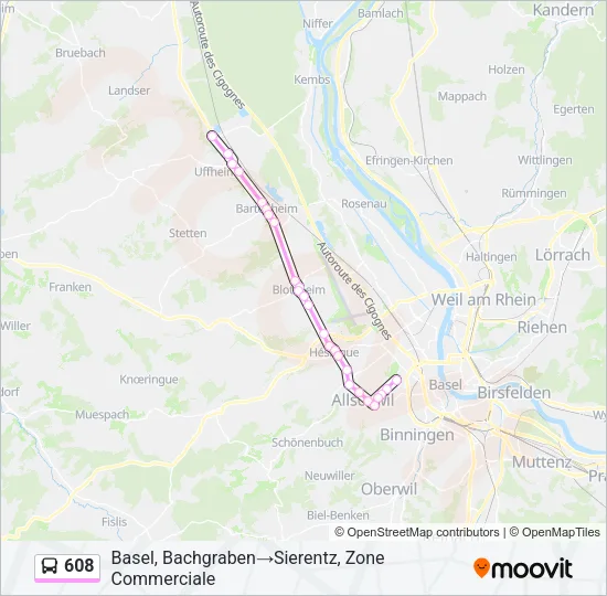 608 Bus Line Map