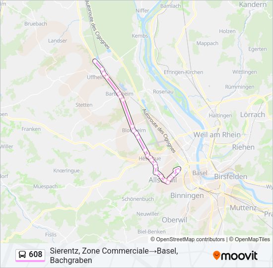 608 Bus Line Map