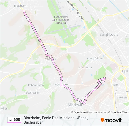 608 Bus Line Map