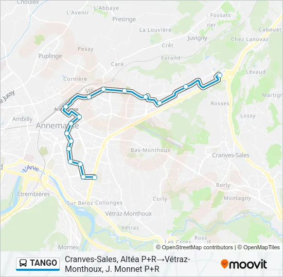 TANGO Bus Line Map