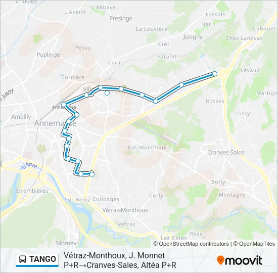 TANGO Bus Line Map