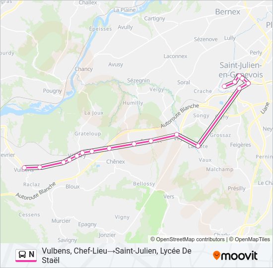 N Bus Line Map