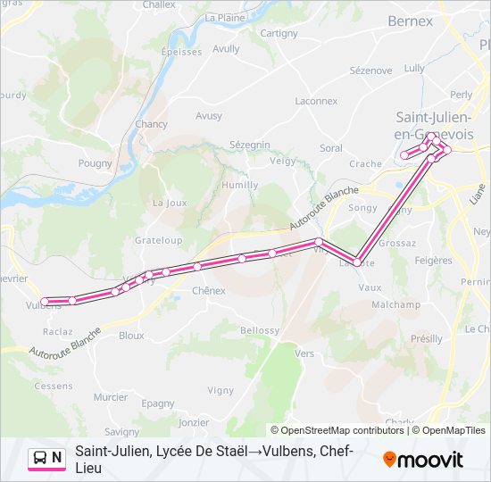 N Bus Line Map