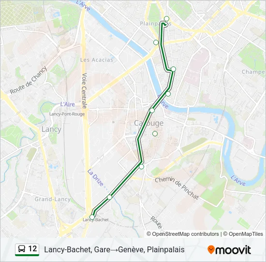 Plan de la ligne 12 de bus