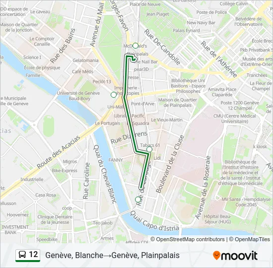 Plan de la ligne 12 de bus