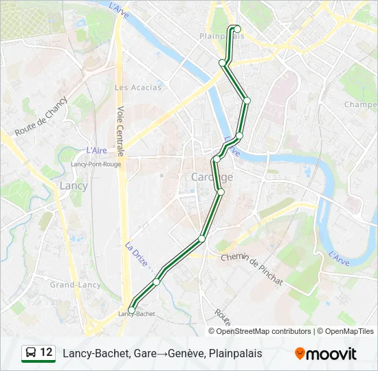 Plan de la ligne 12 de bus