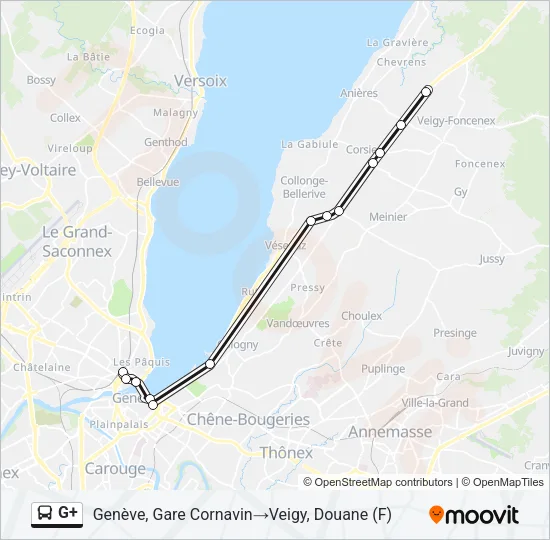 G+ Bus Line Map