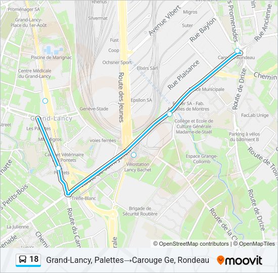 18 Bus Line Map