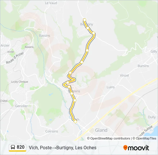 Plan de la ligne 820 de bus