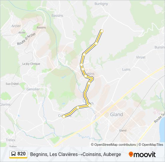 820 Bus Line Map
