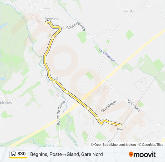 830 Bus Line Map