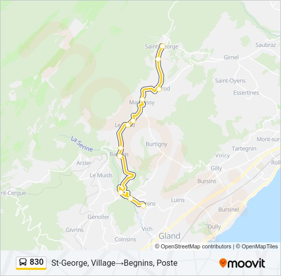 830 Bus Line Map
