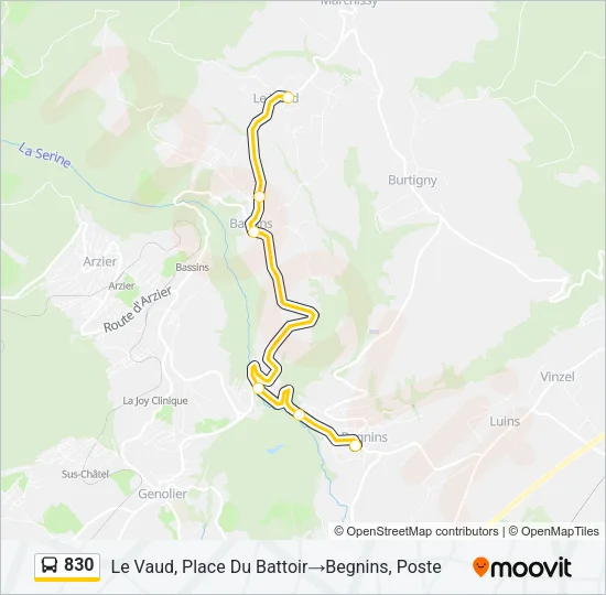 Plan de la ligne 830 de bus